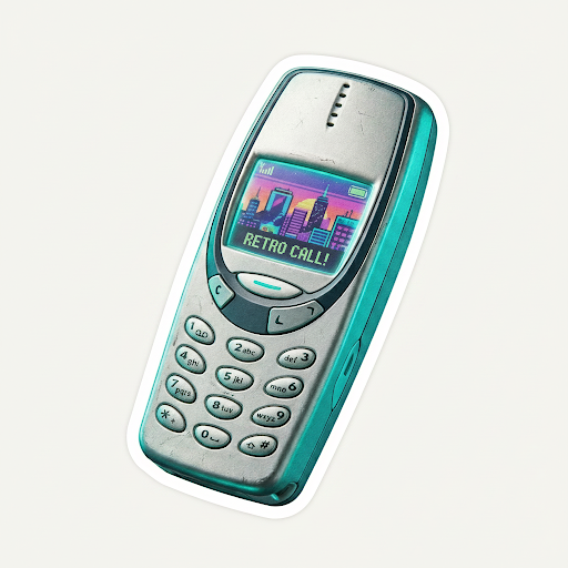 Vintage silver mobile phone app sticker